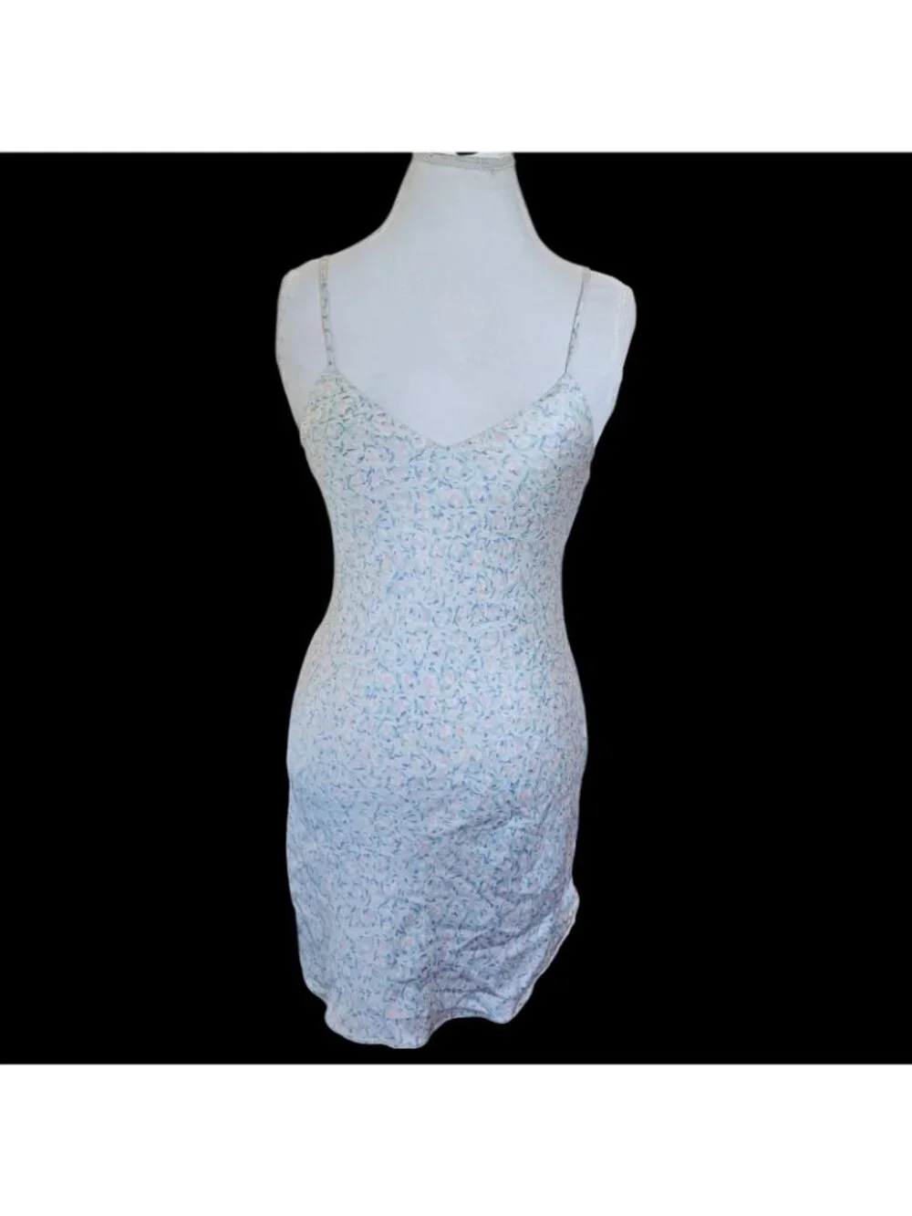 VTG Silk Slip‎ Mini Dress Soft Pastel Negligee Sz S Floral Short